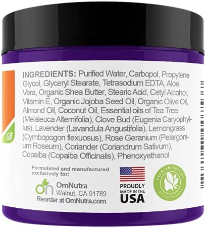 OmNutra Ketozonil eight ounce bottle showing organic ingredients for jock itch treatment