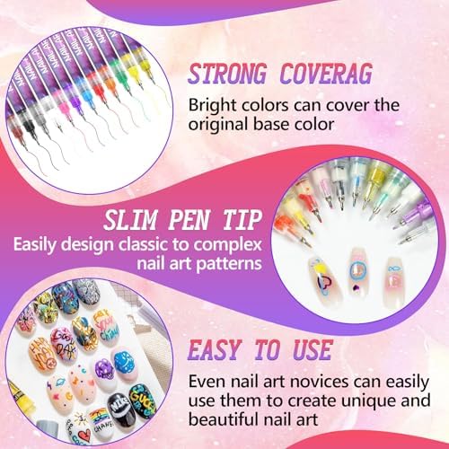 Close up of 0.5mm fine tip nail art pen in use