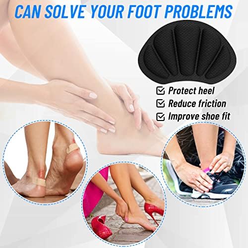 Pack of eight black self adhesive heel cushions for sneakers and boots