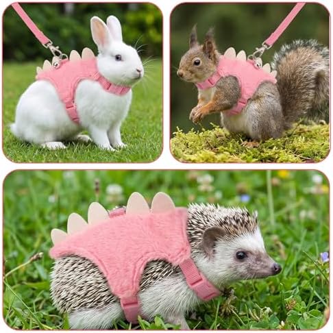 Side angle of escape proof plush ferret harness for outdoor walking