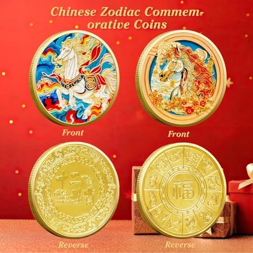 LAIAMER heavy solid 3D embossed Chinese horse coin showing vibrant color printing details