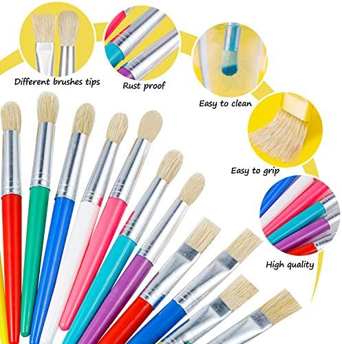YGAOHF children bulk paint brush set displayed in twelve flat and twelve round variations