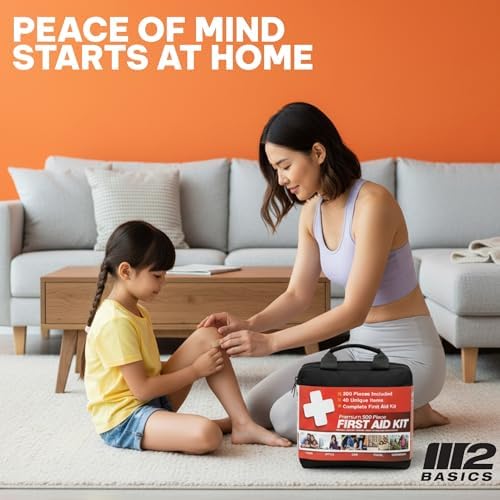 M2 BASICS first aid kit opened showing organized medical supplies