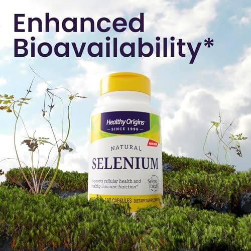 Healthy Origins organically bound high selenium yeast capsules for thyroid metabolism support