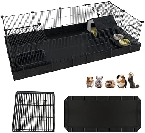 Xymoso DIY Guinea Pig Cages with Waterproof Canvas Bottom,16 Panels Small Animal Cage Pet Playpen with Door for Bunny Turtle Hedgehog,Indoor Metal Wire Yard Fence Outdoor - Image 2