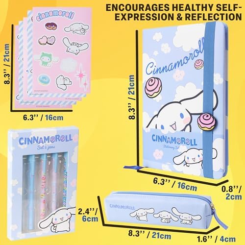 Full collection of Get Trend Cinnamoroll stationery items laid out