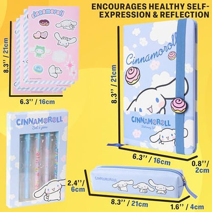 Full collection of Get Trend Cinnamoroll stationery items laid out