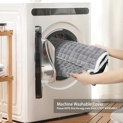 Orthopedic Dog Bed Large Sized Dog with Pillow 36''X24'', Waterproof Soft Comfortable Egg Crate Foam Pet Crate Beds Mat with Removable Washable Cover and Non-Slip Bottom, Grey - Image 5
