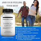 Research Labs Thyroid Support and Iodine capsules front bottle packaging for metabolism health.
