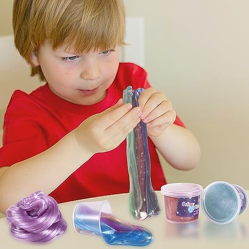 Kids using the colorful galaxy putty as an interactive sensory toy for anxiety relief