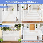 Retractable pet gate rolled up completely into space saving side housing.