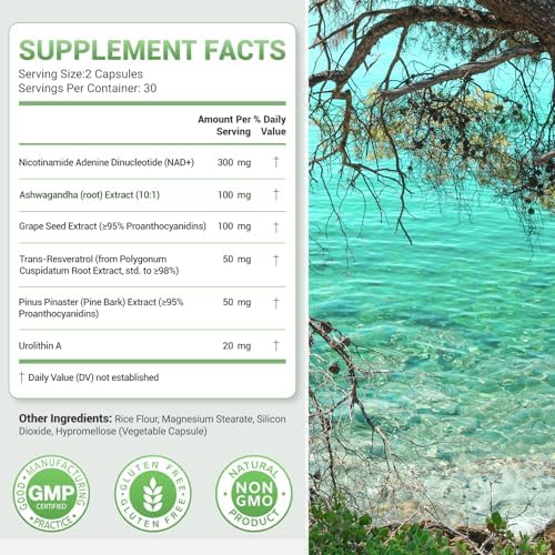 Nature Whisper trans resveratrol and urolithin A dietary supplement for healthy aging.