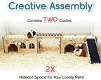 SoulThink(R) Large Guinea Pig Hideout & House - Easy to Assemble Wooden Guinea Pig Castle with Hammock, Ramp and Toys Accessories Habitat Suitable for Hamsters and Chinchilla - Image 6