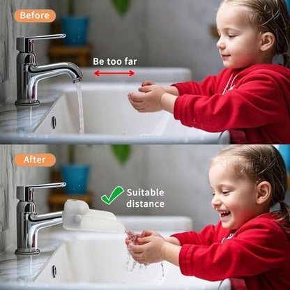 Close up view of the splash proof plastic channel designed to prevent messy water splashes on bathroom counters
