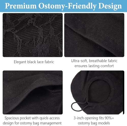 Two pack of elegant black lace ileostomy pouch protectors