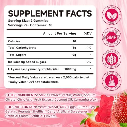 Mchokuu L-Lysine chewable supplement label details