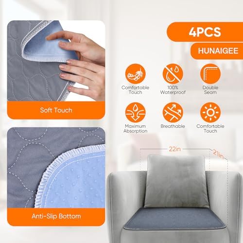 Gray waterproof chair pad dimensions 21 by 22 inches