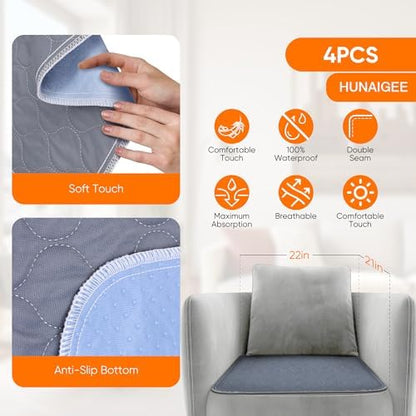 Gray waterproof chair pad dimensions 21 by 22 inches