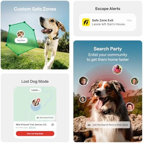 Fi Series 3 plus smart dog tracker showcasing the integrated LED night light feature.
