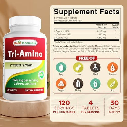 Best Naturals Tri-Amino supplement label details