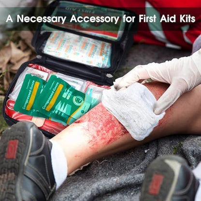 SuccorWare individual sterile medical gauze packet showing the easy-tear notch for emergency field deployment.