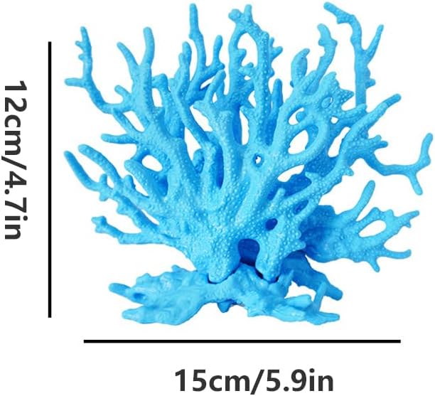 Staghorn style blue artificial coral reef ornament inside a freshwater aquarium