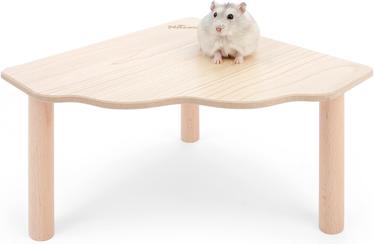 Niteangel Hamster Play Wooden Platform for Dwarf Syrian Hamsters Gerbils Mice Degus or Other Small Pets (Triangle - 5.9'' Height, Burlywood) - Image 1