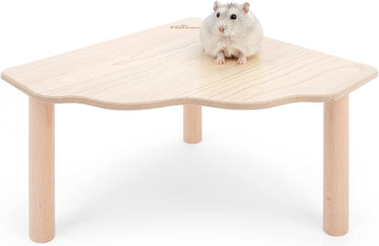 Niteangel Hamster Play Wooden Platform for Dwarf Syrian Hamsters Gerbils Mice Degus or Other Small Pets (Triangle - 5.9'' Height, Burlywood) - Image 1