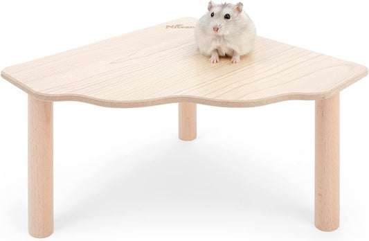 Niteangel Hamster Play Wooden Platform for Dwarf Syrian Hamsters Gerbils Mice Degus or Other Small Pets (Triangle - 5.9'' Height, Burlywood) - Image 1