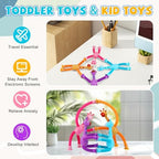 Four piece pack of stretchable animal fidget tubes standing upright on a smooth table.
