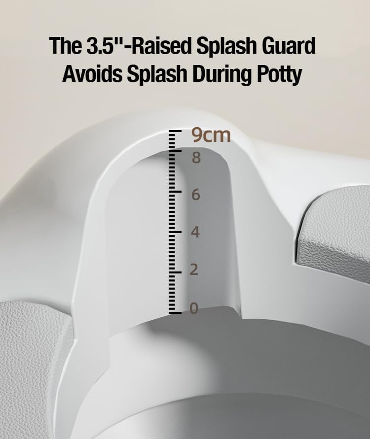 PandaEar toilet training seat displaying the tall integrated urine splash guard
