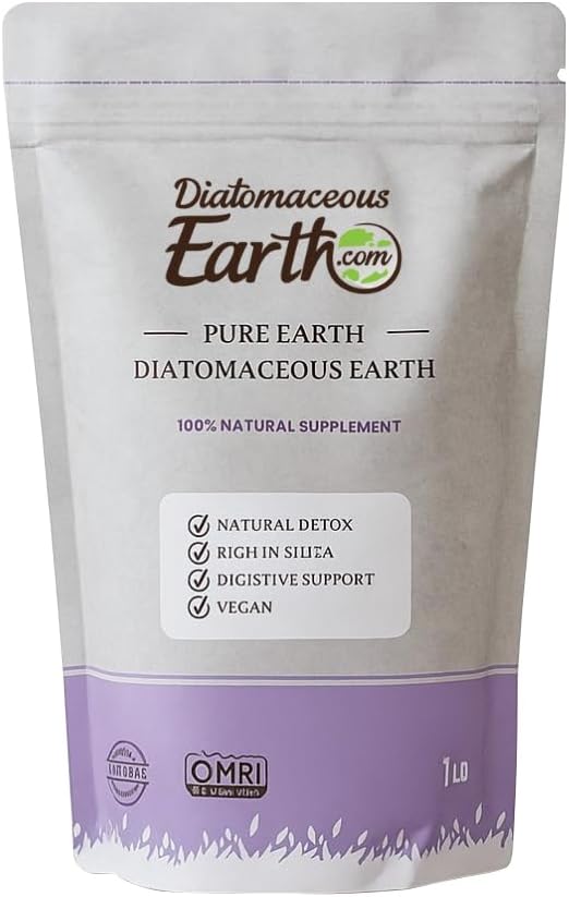 DiatomaceousEarth food grade organic powder front view package for human and pet supplement.
