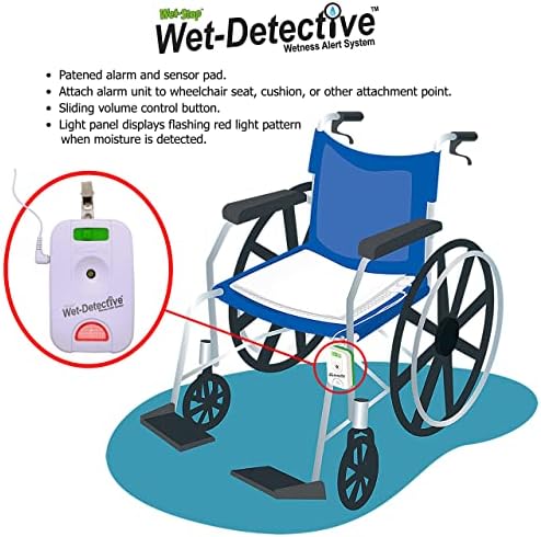 Wet-Stop Wet Detective alarm unit with removable connection cable for bed pads.