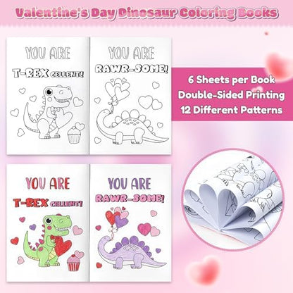 Six different colorful cartoon dinosaur covers laid out showing sweet friendship messages like Our Friendship is Jurassic.