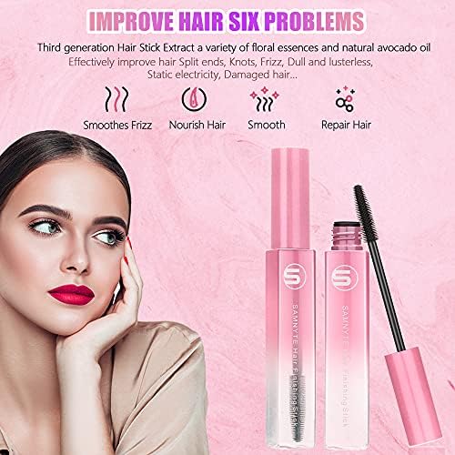 Samnyte hair finishing stick packaging and bottle details