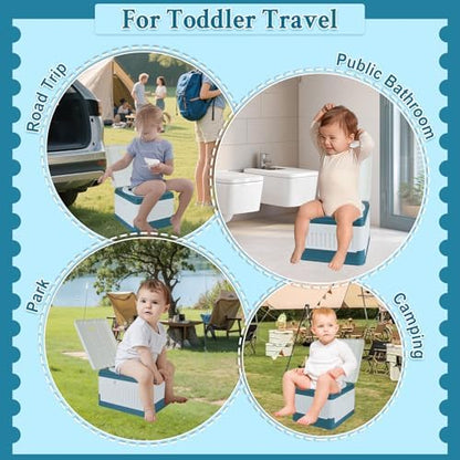 Travel Potty Seat for Toddler, Portable Potty Training Toilet Seats, Foldable Baby Potty Stool, Car Potty for Kids Boys Girls, Emergency Mobile Toilet for Outdoor/Indoor, w/ 60 Cleaning Bags - Image 7