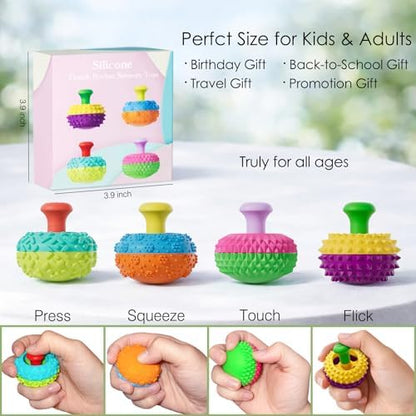 Authentic imported Spkwis 4 piece sensory fidget set on a clean workspace background