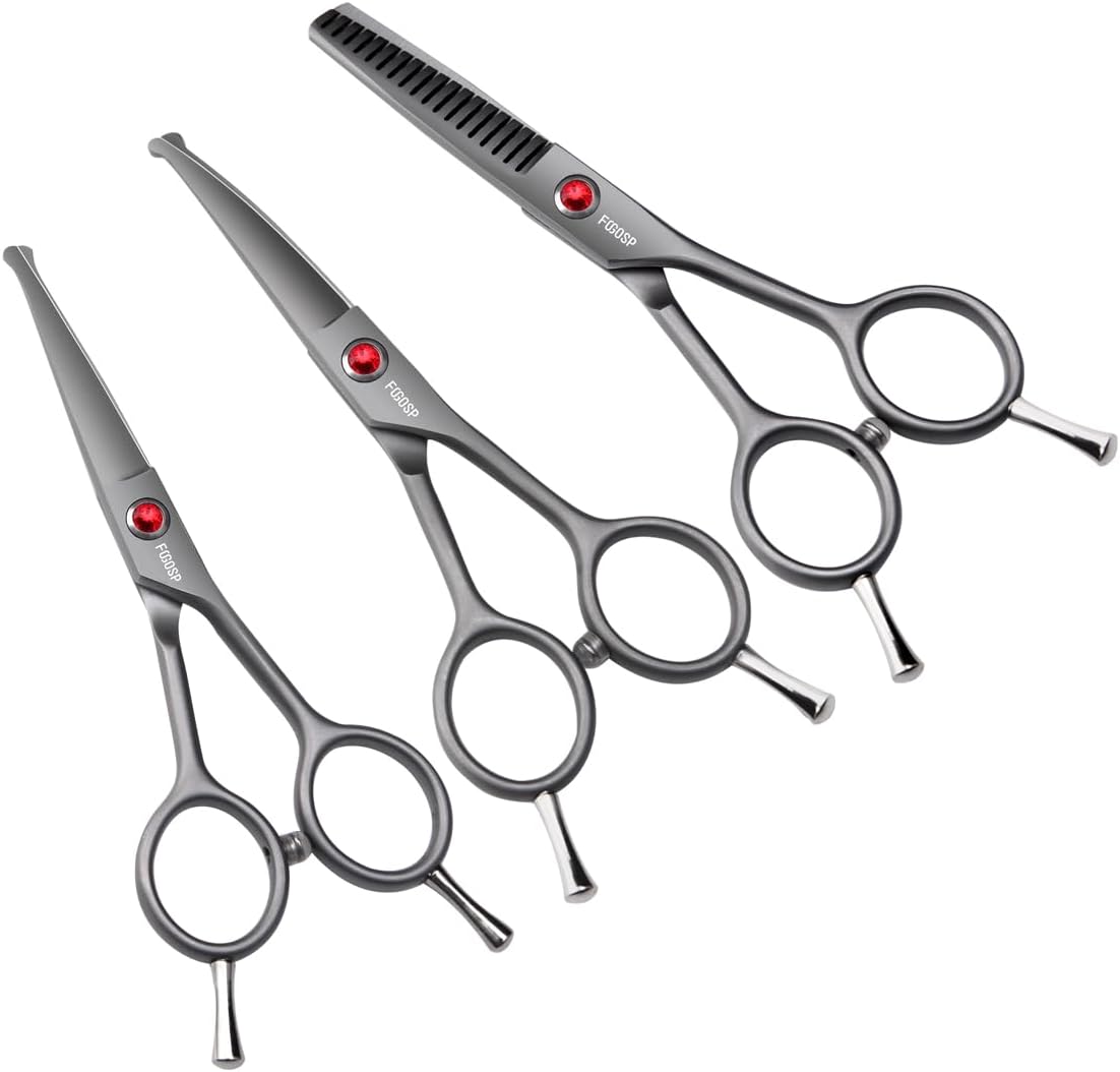 4.5" Curved Dog Scissors for Grooming Face and Paws with Safety Round Tip for Small Dogs Face Paw Ears Trimmer Professional Small Cat Grooming Shears (4.5" Curved, Gray) - Image 10