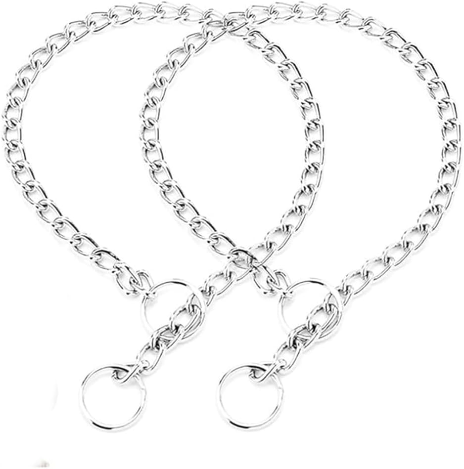 Anti pull dog choke chain collar for golden retrievers and large breeds.