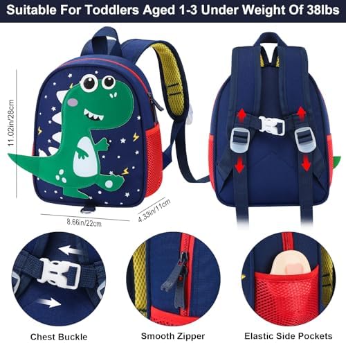 Toddler backpack with safety leash and metal connector