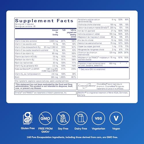 Pure Encapsulations prenatal multivitamin bottle packaging