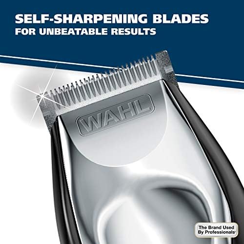 Close up of Wahl self sharpening precision trimmer blades on the cordless handle