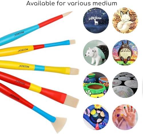 Preschool art supplies set containing five assorted multi purpose brushes