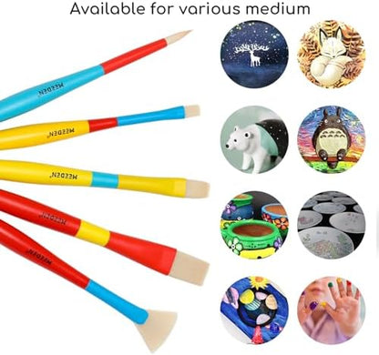 Preschool art supplies set containing five assorted multi purpose brushes
