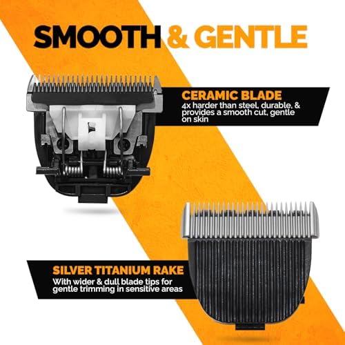 Side profile of Brio Body Blade showing titanium rake teeth