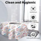Extra large waterproof travel commode liner unfolded showing full coverage design