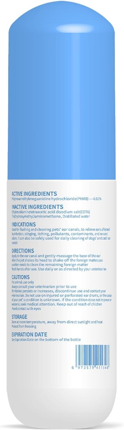 Tris Flush Cat & Dog Ear Cleaner - Dog Ear Infection Treatment with PHMB, Removes Wax, Odo, Gentle & Hypoallergenic, with 20 Cotton Qtips, 4 Fl oz - Image 9
