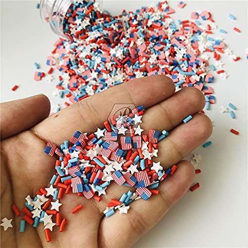 PrettyG American flag clay pieces mixed into clear slime kit texture demonstration