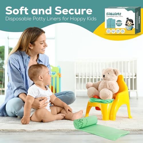 Roll of 60 compostable potty liners for travel use