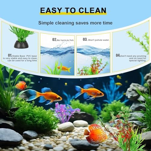 Colorful thirty piece artificial aquatic plant collection spread out on a white background